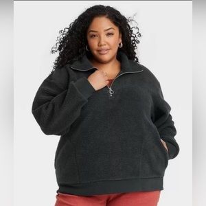 Ava & Viv Sherpa Pullover With Quarter Zip and two Pockets   Size 3X